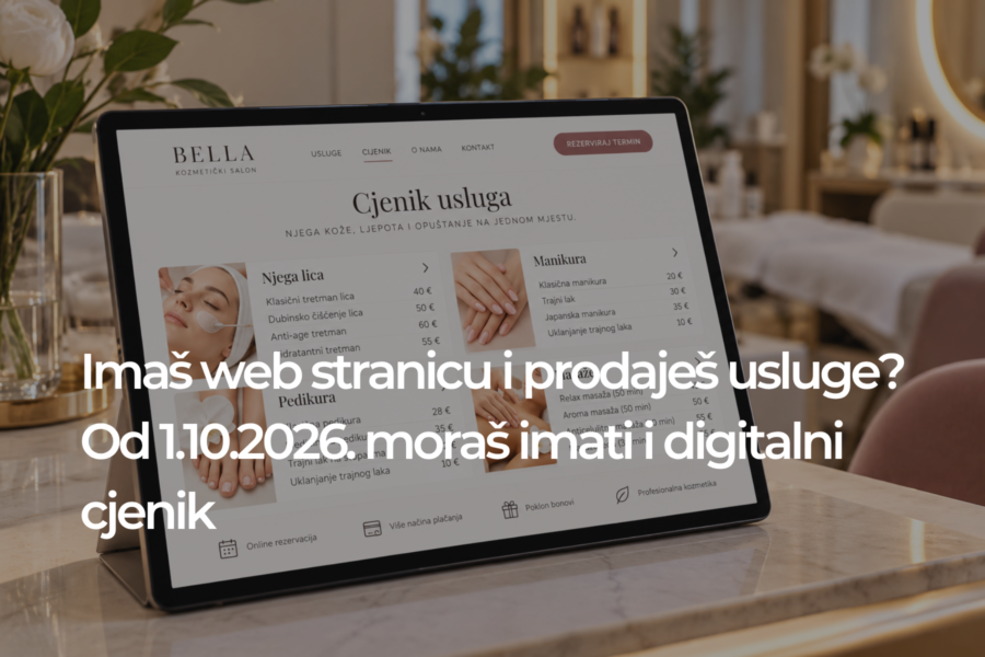 Novi zakon za cjenike usluga 2026.: Što moraš imati na web stranici?